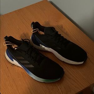 Adidas Men's Black With Blue and Green Accents Sneakers